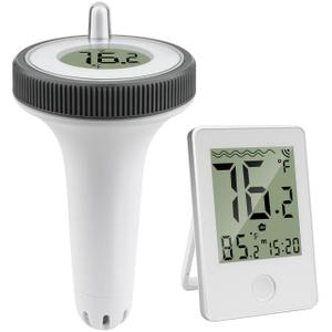 Pool Thermometer Floating Easy Read,Pool Temperature Thermometer Floating, Large Screen Digital Wireless Pool Thermometer Waterproof, Floating Pools Thermometers for Swimming Pools/Fish Tank/Hot Tubs