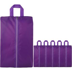 6pcs Portable Shoe Organizer, Travel Pouches with Zipper, Golf Shoe Bags, Clothes Bags, Soccer Cleats Bag Shoe Pouch for Gym, Waterproof, Odor-Resistant (Purple)