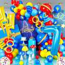 Red Blue Yellow Balloons, 40 Inch Blue 7 balloon number Lightning Bolt Balloon Confetti Balloons for Toy Carnival Party Decorations 7th Birthday Decorations for Boys (Blue 7)