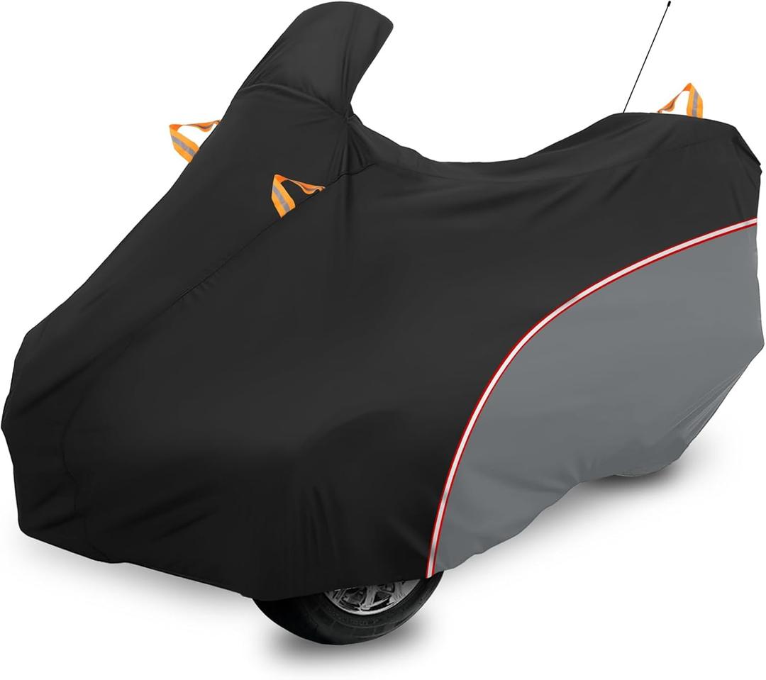 Can Am Spyder RT Cover 2020-2025, Can Am Spyder Cover Heavy Duty Waterproof Oxford Fabric, All Weather Waterproof and Dustproof with Reflective Stripe (Black Gray)