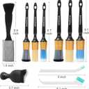10PCS Car Detailing Brush Set,Boars Hair Car Cleaning Detail Brush kit,Ultra Soft No Scratch Car Dust Brush,Car Interior Detailing Brushes Kit,Detail Brushes Car Detailing for Interior Exterior(gold)