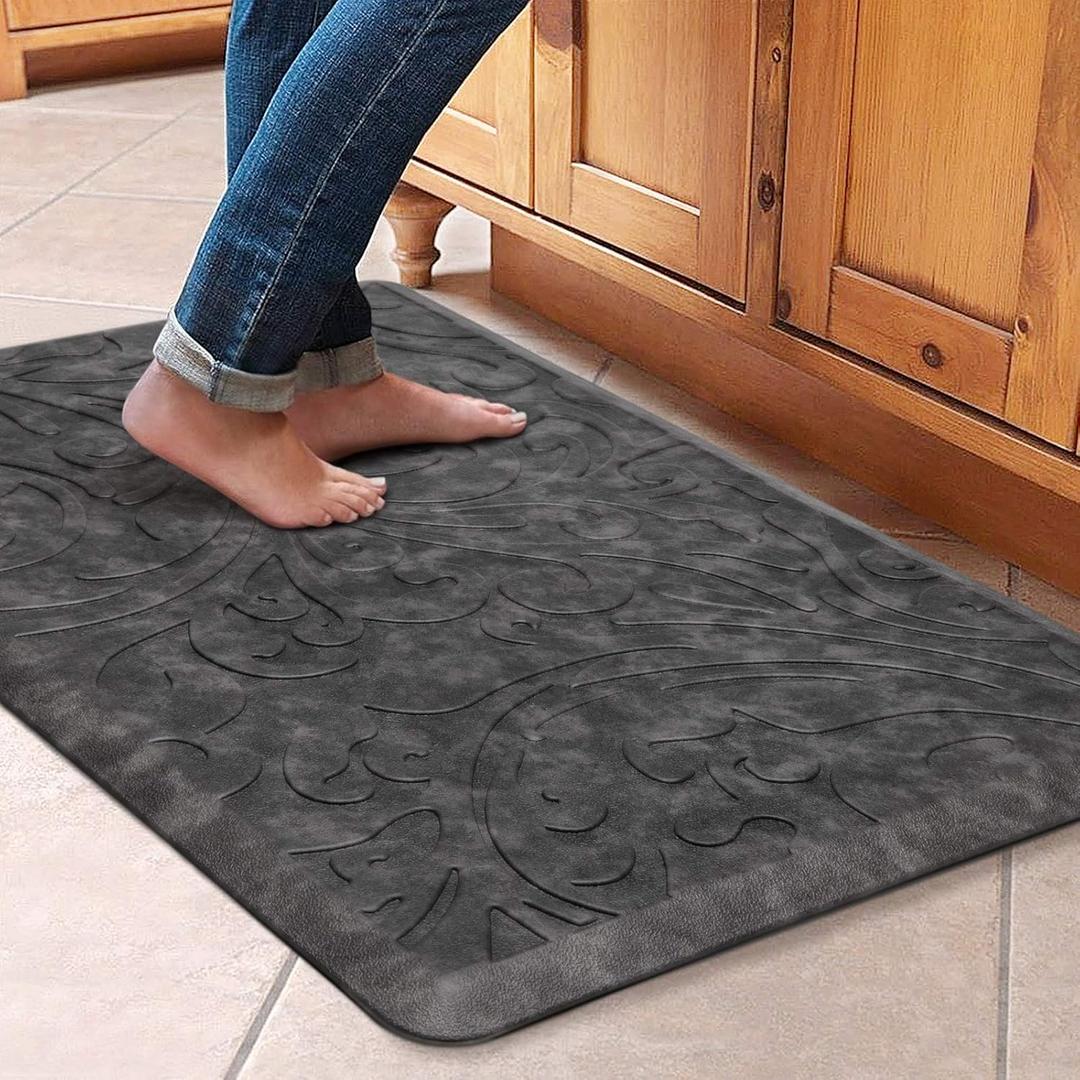 KMAT Kitchen Mat Cushioned Anti-Fatigue Floor Mat Waterproof Non-Slip Standing Mat Ergonomic Comfort Floor Mat Rug for Home, Office, Sink, Laundry, Desk 30"(L) x 20"(W),Grey