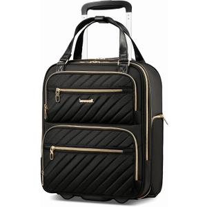 LUGGEX Underseat Carry On Luggage with Wheels, UDK Stylish Lightweight Under Seat Luggage, Soft Sided Personal Item Suitcase for Short Trip (UX-Core, Black, 16 Inch)