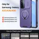 JAME for Samsung Galaxy A37/A36/A56 5G Case, Ring Holder Stand Kickstand, Slide Camera Cover, 2 Screen Protectors, Dual-Layer Shockproof Protective, Magnetic Accessory Friendly Phone Case, Purple