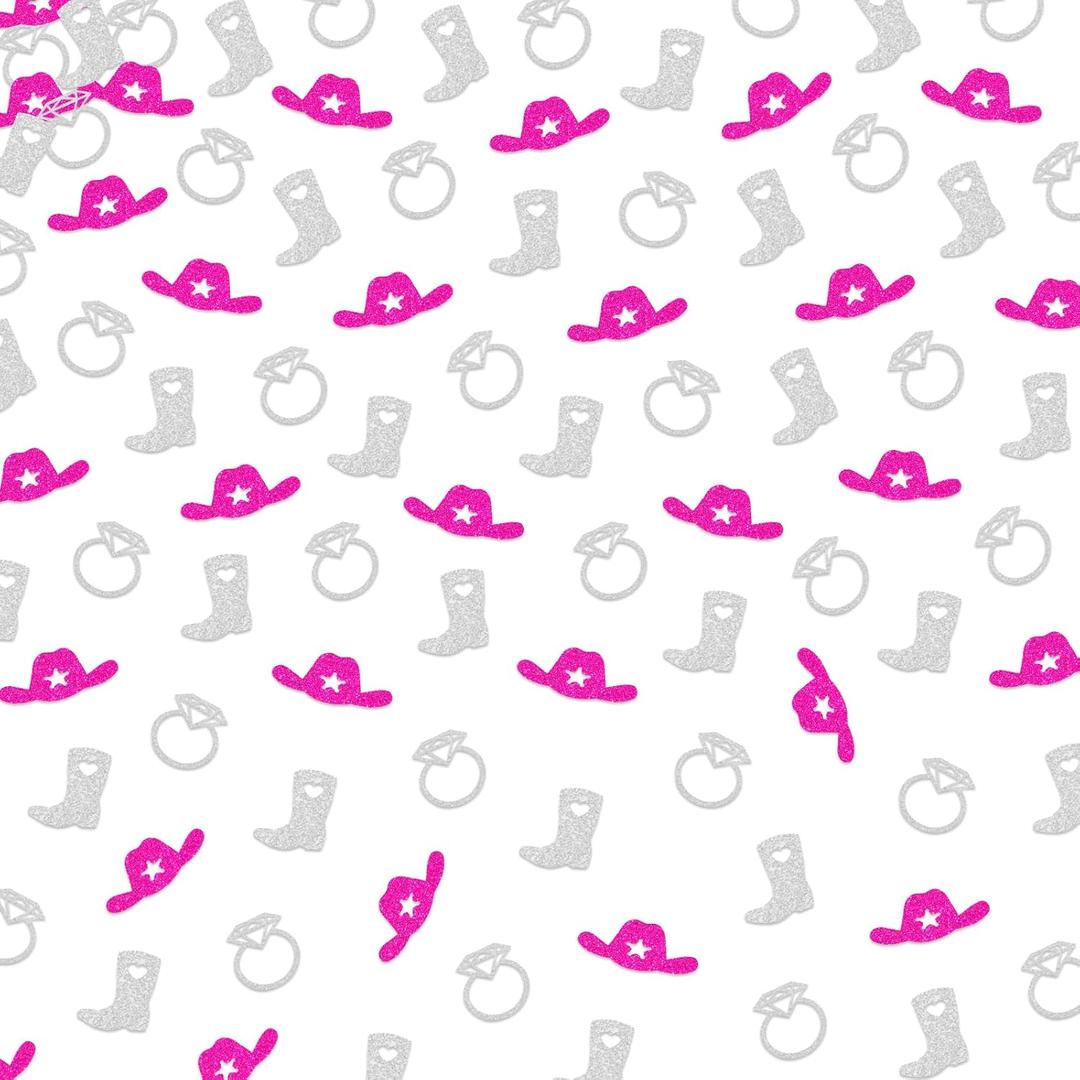 150Pcs Western Bachelorette Party Decorations, Glitter Cowgirl Last Rodeo Table Decor ConfettiLet's Go Girls Paper Scatters, Western Bridal Shower Party Supplies
