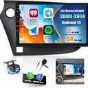 2G+64G Car Radio for Honda Insight 2009-2014 with Wireless Carplay Android Auto,9 inch Touchscreen Car Stereo Radio Support Mirror Link WiFi GPS Navigation Bluetooth FM RDS EQ SWC Backup Camrea