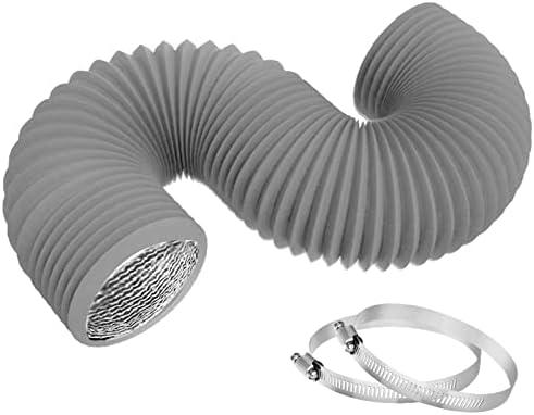 TEAIERXY 4 Inch 8FT Dryer Vent Hose,Flexible Insulated Air Ducting,Vent Hose PVC Aluminum Foil with 2 Clamps for HVAC Ventilation(Grey)