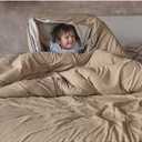 Blanket, two colors brown and beige, size 90×90 in