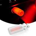 Car Interior USB LED Night Light, Portable Touch dimmable Car Ambient Lighting Kit, Retro Mini Frosted Glass Bottle Lamp Decorations for Vehicle Camping Bedroom Hallway, Pack of 1(Red)