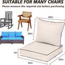 24X24-2set,Outdoor Chair Cushions, 30D High-Density Foam Patio Chair Cushions, Water-Resistant UV 2000H Color Fastness Outdoor Seat Cushions for Patio Furniture Sofa,Cream + Black Piping