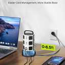 Power Strip Tower Surge Protector, JACKYLED 12 Outlets 6 USB (2 USB C) Charging Station, Extension Cord with Multiple Outlets, 1050J 1625W/13A Outlet Extender 6.5ft Extension Cord for Home Office