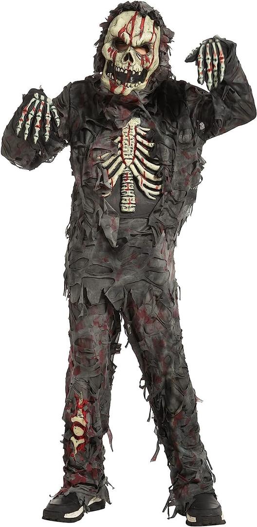 Spooktacular Creations Zombie Costume for Kids, Scary Halloween Costume for Boys, Zombie Outfit for Halloween Dress Up (Large, 10-12 Yr)