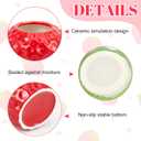 LemonRoad 2 Pack Ceramic Christmas Strawberry Jars with Sealed Lids, Large Candy Cookie Containers, Flower Vases for Thanksgiving, Christmas Party Decoration & Gifts, Cute Kitchen Decoration for Home