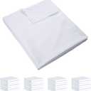 ZPECC White Bulk Flat Sheets Only King Size 24 Pack, Easy Sort Top Bed Sheet by Color-Coded Hem Threads, Soft Durable Brushed Microfiber Fabric Hotel Airb&bs Essentials for Hosts, 108"x110"