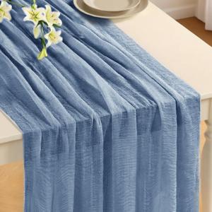 3 Pack Dusty Blue Table Runner 120 Inch Rustic Cheesecloth Table Runner 10Ft Sheer Gauze Tablecloth for Wedding Cheese Cloth Table Runners Bridal Baby Shower Home Decoration