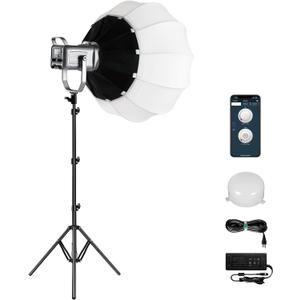 GVM 150W Video Light Kit, 2700K-7500K Continuous Lighting for Photography with Lantern Softbox&Stand, Bi-Color Studio Light Kit with Bluetooth Control, CRI 97+ 8 Scene Lights for Live Streaming