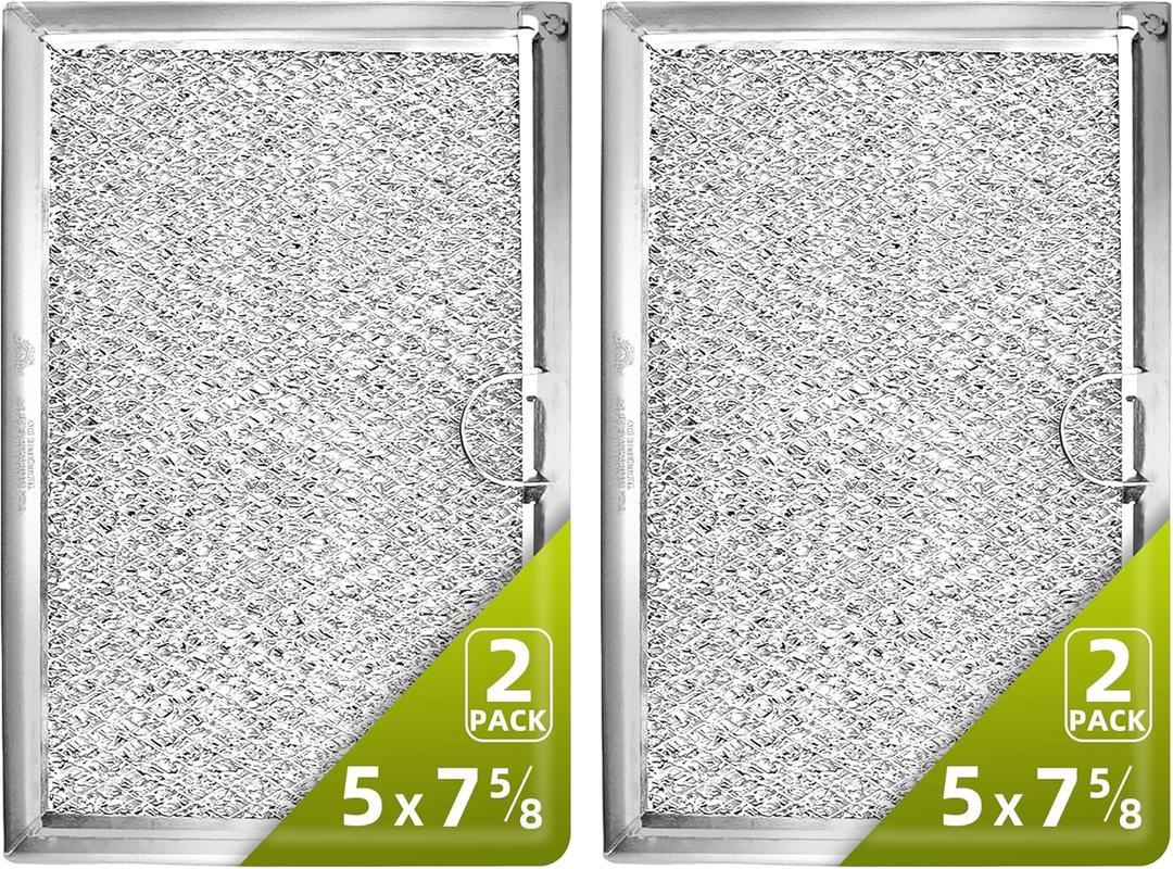 Microwave Grease Filter Replacement 7.625" x 5" for G.E Fri.gi.daire 5304464105 5304517871 WB06X10608 5304509444 Microwave Vent Filter (2-Pack) - BY AMI PARTS