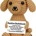 AceThrills Positive Crochet Animal, Dachshund Gifts for Women, Funny Handmade Emotional Support Best Friends Christmas Birthday Graduation Gifts for Women Men Dachshund Decor