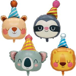 Lion Bear Koala Sloth Foil Animal Balloons Kids Baby Shower Birthday Party Supplies Children Jungle Themed Decorations Woodland Safari Animal Balloons 4Pcs (Multicolour)
