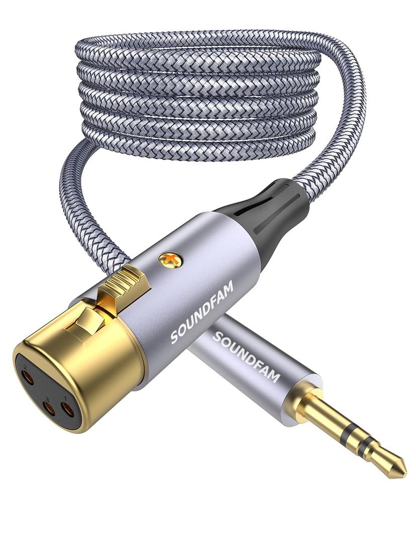 XLR to 3.5mm Cable 6ft Microphone Cable Unbalanced 1/8 inch to XLR Female Microphone Cord for Camcorders, DSLR Cameras, Computer Recording Device-Grey XLR to 3.5mm Cable 6ft Microphone Cable Unbalanced 1/8 inch to XLR Female Microphone Cord for Camcorders, DSLR Cameras, Computer Recording Device-Grey