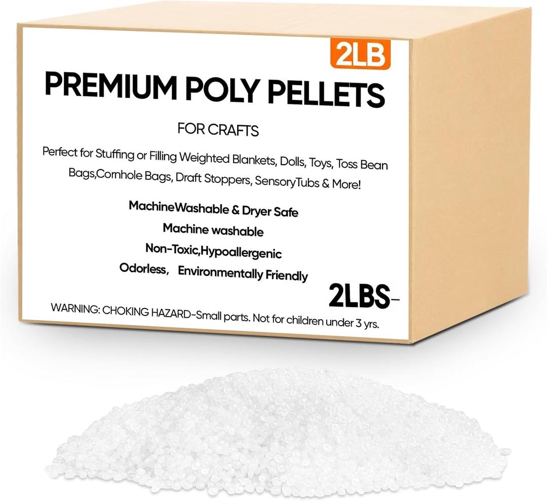 2 lb Poly Pellets Weighted Stuffing Beads,Plastic Pellets Weighted for Stuffed Animals,Poly for Bean Bags, Crafts,Doll and Blankets