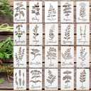 Jecery 20 Pcs Herb Stencils for Craft Painting on Wood Reusable DIY Craft Paint Template Herb Botanical Leaf Garden Kitchen Plant Stencils for Art Scrapbook Wall(5.91 x 3 Inches)