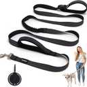 8FT-10FT Hands Free Dog Leash - Adjustable Waist/Crossbody 2-in-1 Belt with Shock-Absorbing, Traffic Handle & Reflective for Hiking, Canicross & Active Lifestyles (Black)