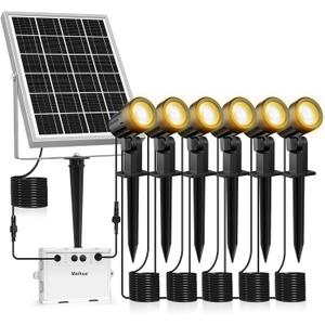 MEIHUA Solar Spot Lights Outdoor, 6 in 1 Solar Landscape Spotlights 2700K Warm White, 3 Lighting Modes & 3 Brightness, IP66 Waterproof Spotlights Outdoor Garden for Pathway Driveway Yard Tree