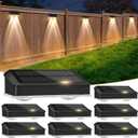 echosari Solar Fence Lights 8 Pack, 100 Lumen Ultra Bright Solar Wall Lights Outdoor Waterproof Lighting Auto ON/Off for Backyard Patio Railing Porch Step (2700K Warm White)