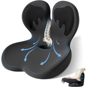 Seat Cushion,Office Chair Cushion with Lumbar Support,Memory Foam Car Orthopedic Cushion,Ergonomic Designed for Long Sitting,Tailbone & Back Pain Relief,Sciatica Pillow for Office,Car,Home Chair