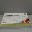 Tempered Glass Cutting Board Set, Large 12x16 Glass Cutting Board for Kitchen with 4 Non-Slip Feet, Heat & Shatter Resistant, Dishwasher Safe, Includes Bonus Sponge & Cloth,Perfect Kitchen Gift-Clear