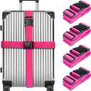 Luggage Straps for Suitcases TSA Approved, Travel Belt Suitcase Belt, Suitcase Straps TSA Approved, Luggage Belt Strap TSA Approved, Travel Straps for Luggage, Luggage Band Bag Straps, Pink