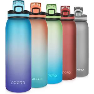 Opard 30oz/32oz Sports Water Bottle with Leak Proof Flip Top Lid BPA Free Tritan Reusable Plastic for Gym and Outdoor, Travel Water Bottle with Straw (Blue Purple)