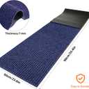 Nuanchu Large Semi-Finished Striped Doormat Waterproof Entry Mat with Rubber Lining, Indoor and Outdoor Mat for Wet Weather, Entrance Shoe Scraper, Kitchen, 24 x 35(Navy Blue,1 Roll)