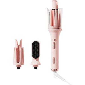 Sfozstra 3 in1 Curling Iron:Curling Iron with Brush | 26/30mm & 32/36mm Barrels/Straightening Brush/7 Heat Settings/Dual Anti-Scald/Fast Heating, for Travel