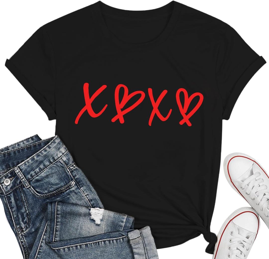 Valentine Teacher Shirt Women-Cute My Class is Full of Sweet Hearts Short Sleeve Valentines Day Teacher Tee Tops (L)