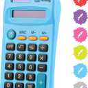 Calculator Blue, Basic Small Solar and Battery Operated, Large Display Four Function, Auto Powered Handheld Calculator School and Kids