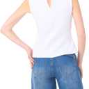 Vince Camuto Women's Asymmetrical Sleeveless Knit Blouse, Medium, New Ivory