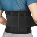 Back Brace for Men Lower Back Pain - Sciatica, Scoliosis, Herniated Disc Relief - Workout Back Brace for Women - 4X Powerful Lumbar Support With Dual Adjustable Support Straps Black-L (Black, L)