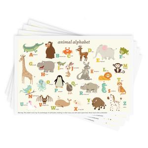 Babebay Disposable Stick-on Placemats 40 Pack for Baby & Kids & Toddler, Sticky Placemats Restaurant Table Mats 12" x 18" (Animal Alphabet)