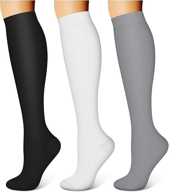 Compression Socks for Women & Men (3 pairs) - Best Support for Nurses, Running, Hiking, Recovery & Flight Socks, Size S/M