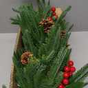 24 Inch Mini Christmas Tree, Table Top Artificial Xmas Pine Trees with 100 5-Pronged PE Branches, DIY Artificial Christmas Tree with 60 LED String Lights, Pine Cones and Red Berries Decoration