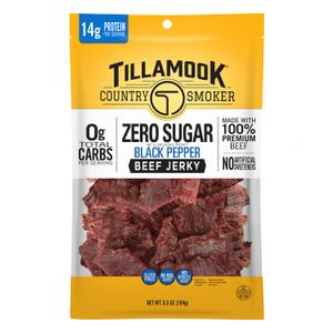 Tillamook Country Smoker Keto Friendly Zero Sugar Beef Jerky, Black Pepper, 6.5 Ounce (EXP 03/02/27)
