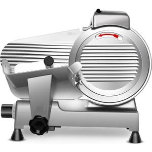 10 inch Commercial Meat Slicer, 240W Frozen & Cheese Slicer, Premium Chromium-plated Steel Blade, Semi-Auto, Low Noise