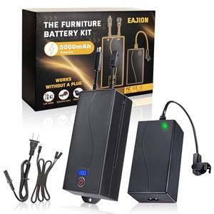 EAJION 5000mAh Universal Battery Pack for Reclining Furniture, Rechargeable Wireless Power Supply Fits Furniture with 2-Pin Connection, Batteries for Electric Sofas, Couch, Power Recliner Chair