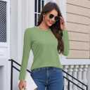 YUCOLEN Long Sleeve Shirts for Women Cotton Crewneck Casual T-Shirts Soft Basic Tee Long Sleeve Tops (Medium)