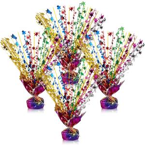 AceOrbit 4 Pcs Metallic Foil Spray Centerpiece Valentine Star Table Decorations Burst 2026 Table Centerpieces for Graduation Birthday Wedding Holiday Party Decor