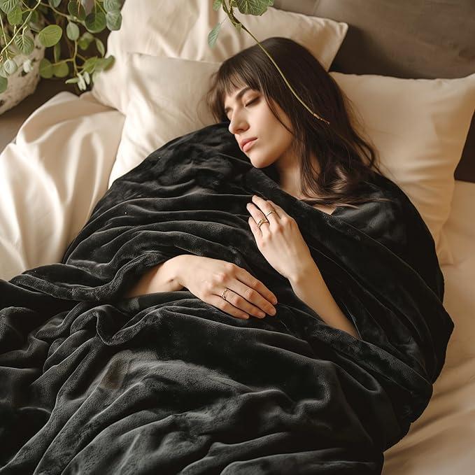 Black synthetic blanket.