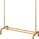 JIUYOTREE Metal 43.3 Inches Garment Rack with Bottom Shelf Clothing Rack for Hanging Clothes Coats Skirts Shirts Sweaters Gold (no wheel)
