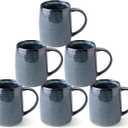 GBHOME Large Coffee Mugs Set of 6, 18oz Handmade Ceramic Coffee Mugs Set with Gradient color for Latte/Tea/Beer/Hot Cocoa, Dishwasher & Microwave Safe, (Space Blue)